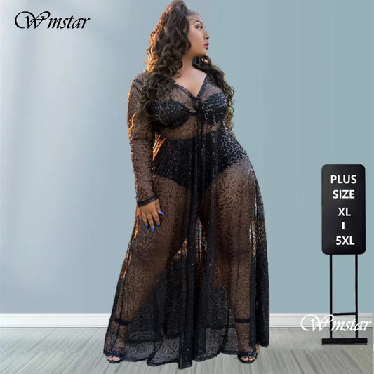 Plus Size Mesh Leopard Print Full Length Dress