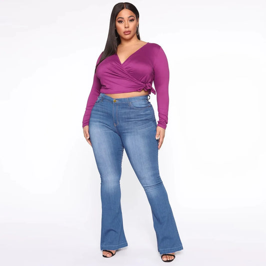 Plus Curvy Sexy High Waist Flare Pants