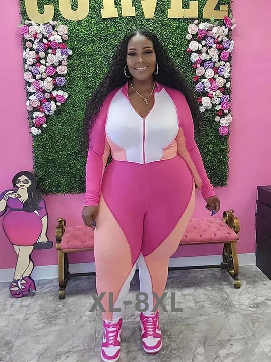 Pink Plus Curvy Block Tracksuit