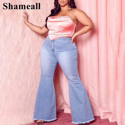 Love Me Plus Curvy Bell Bottom Elastic Pants