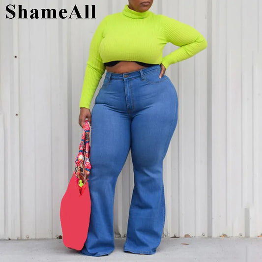 Plus Curvy Stretchy Denim Bell Bottoms